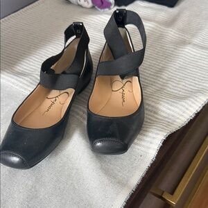 Jessica Simpson Black Cross Strap Flats